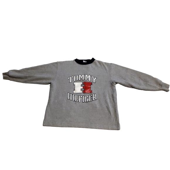 Vtg Tommy Hilfiger Sweater Spell Out Logo Big H Sz M Pullover Jumper Sweatshirt - Picture 1 of 8
